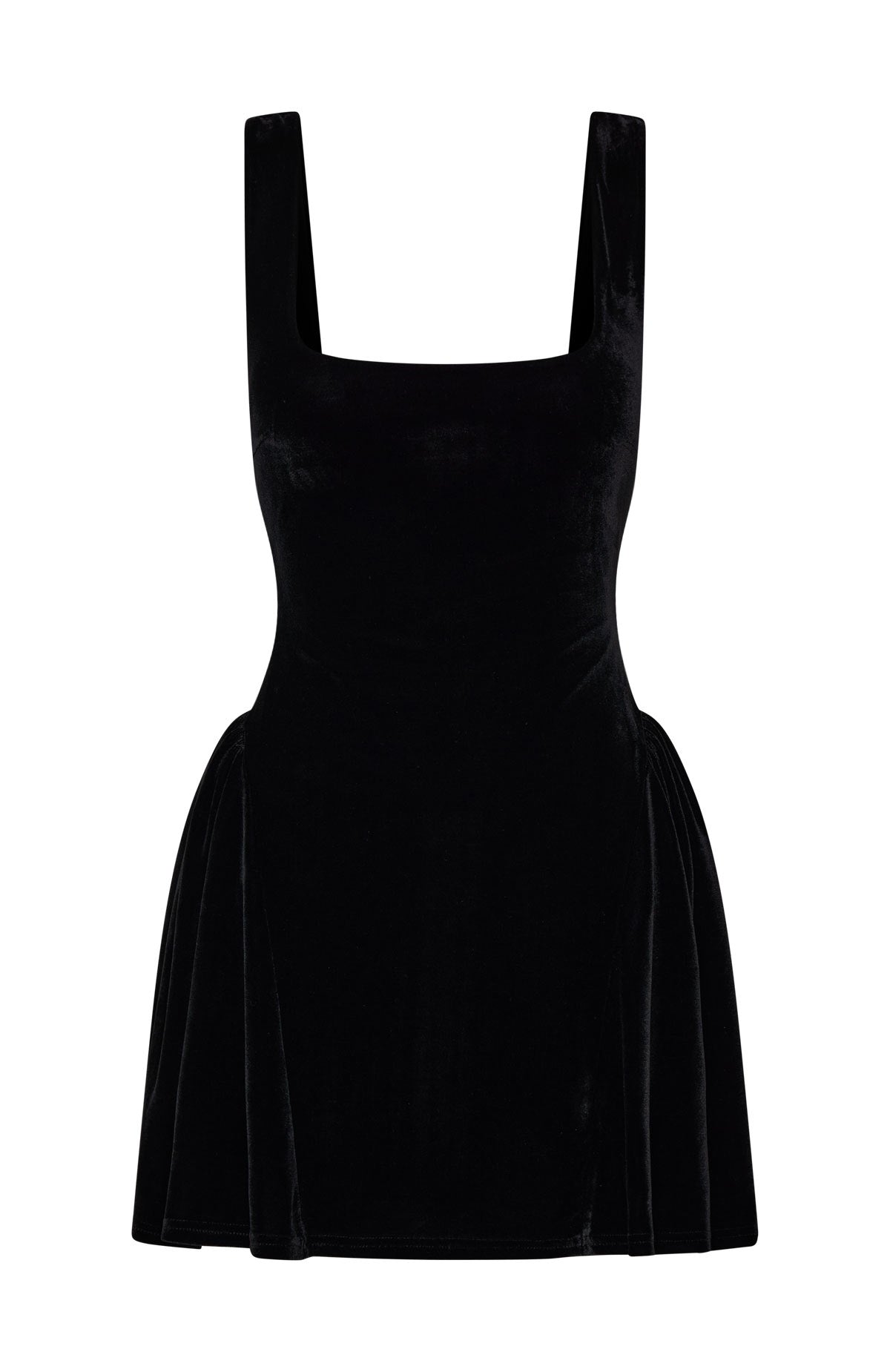 Bibi Velvet Dress with Square Neck and Lace-Up Back