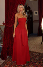 Paula Satin Maxi Dress in Burgundy