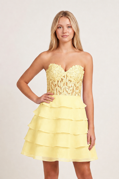Leslie Tiered Corset Cocktail Dress