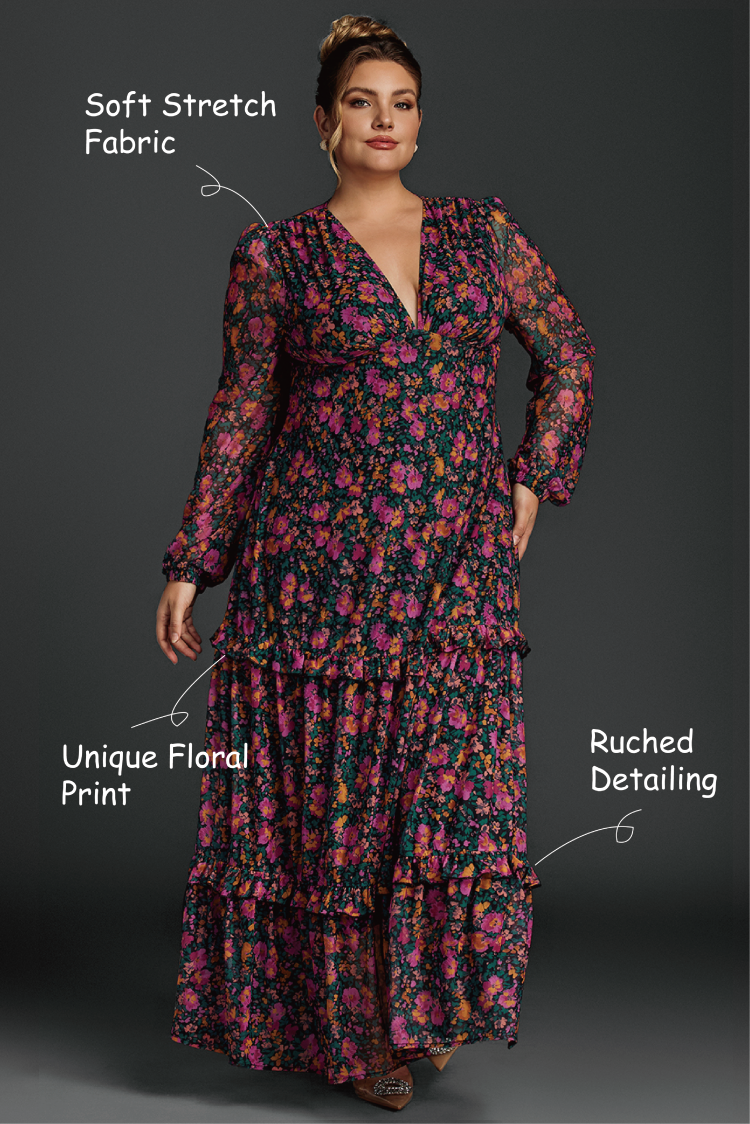 Quilla Floral Lantern Sleeve Maxi Dress